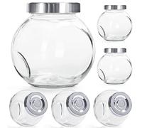 BELLE VOUS Bocaux en Verre Ronds Transparent avec Couvercles (Lot de 6) - Bocaux Conservation Verre de 480 ml - Bocal en Verre pour Herbes, Épices, Nourriture, Yaourt, Confiture et Miel