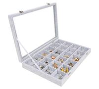 BELLE VOUS Boite a Bijoux Femme - Boîte à Bijoux Femme en Velours avec 24 Sections et Couvercle - Organisateur Modulable pour Rangement Bague Collier Boucles d‘Oreilles Bracelet