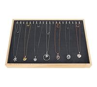 BELLE VOUS Boite a Bijoux Femme en Bois pour Colliers avec 20 Crochets - 24 x 35 cm - Plateau Bijoux Velours Gris - Boite Bijoux Femme pour Colliers/Bracelets