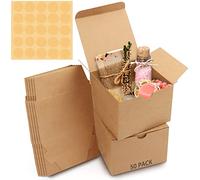 Belle Vous Boite Cadeau (Lot de 50) - Boite Papier Kraft Marron 12 x 12 x 9 cm - Boite Carton Marron Emballage Cadeau Facile à Assembler pour Fêtes, Anniversaires, Mariages