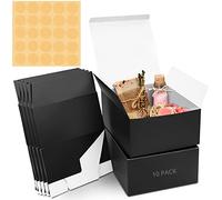 Belle Vous Boite Cadeau Noir Kraft (Lot de 10) - Boite Cadeau Vide de 20 x 10 x 10 cm - Boite Carton Cadeau Emballage Facile à Assembler pour Fêtes, Anniversaires, Mariages, Fête des Pere, Événements