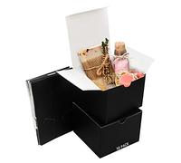 BELLE VOUS Boite Cadeau Noire (Lot de 50) - Boite Papier Kraft Noir 12 x 12 x 9 cm - Boite Carton Noire Emballage Cadeau Facile à Assembler pour Fêtes, Anniversaires, Mariages