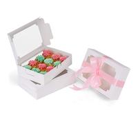 Belle Vous Boite de Gateaux en Carton Blanche avec Fenêtre (Lot de 20) - 13,5 x 20,3 x 5 cm - Emballage Patisserie Jetable - Cookies, Cupcakes, Tartes & Desserts