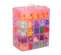 Belle Vous Boite de Rangement Rose 5 Niveaux Superposables en Plastique Transparent - Compartiments Réglables - Maximum 50 Compartiments - Boite en Plastique pour Jouet, Bijoux, Perle, Loisirs, Outils
