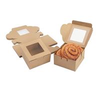 Belle Vous Boite Papier Kraft Marron avec Fenêtre Transparente (Lot de 50) - 10,16 x 5,7 cm - pour Donut, Mini Gâteau, Pâtisserie, Dessert et Tarte - Emballage à Emporter