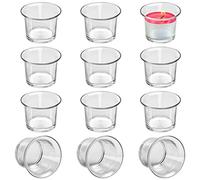 Belle Vous Bougeoir (Lot de 12) - Verre à Bougie Chauffe Plat Transparent - 4,5 x 4,5 cm - Pour Mariages, Dîners, Spas et Méditation