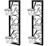 Belle Vous Bougeoir Mural en Fer Noir (Lot de 2) - H35,2 cm Applique Murale Bougeoir - Support Mural Bougie Suspendue pour Salon, Salle de Bain, Chambre, Salle à Manger et Décoration de Mariage