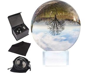 Belle Vous Boule de Cristal K9 80 mm - Boule Cristal Photographie 8 cm avec Support, Pochette en Velours, Chiffon Micro Fibre et Boite Cadeau - Boule en Verre Transparente pour Médiation et Guérison