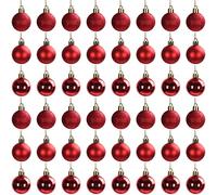 BELLE VOUS Boule de Noel - Petite Boule Sapin de Noel Ronde 3 cm en Plastique avec Ficelle - Decoration Sapin de Noel pour Décoration (Rouge)