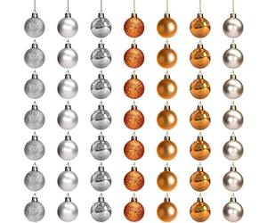 BELLE VOUS Boule de Noel - Petite Boule Sapin de Noel Ronde 3 cm en Plastique avec Ficelle - Decoration Sapin de Noel pour Décoration (Or et Argent)