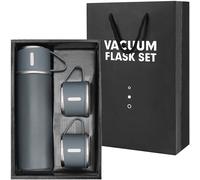 Belle Vous Bouteille Isotherme Inox Gris - Mug de Voyage 500ml à Double Paroi Isolation Sous Vide avec Couvercle et 2 Tasses - Bouteille Eau Réutilisable Étanche Boisson Chaud Froid