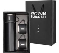 Belle Vous Bouteille Isotherme Inox Noir - Mug de Voyage 500ml à Double Paroi Isolation Sous Vide avec Couvercle et 2 Tasses - Bouteille Eau Réutilisable Étanche Boisson Chaud Froid