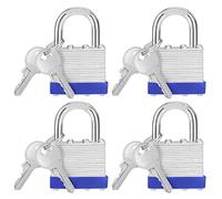 Belle Vous Cadenas Clé en Acier Laminé Robuste avec 2 Clés (Lot de 4) - Anse de 6 mm - 6,4 x 4,2 x 2,4 cm - Cadenas Exterieur/Intérieur Résistant aux Intempéries pour Garages et Casiers