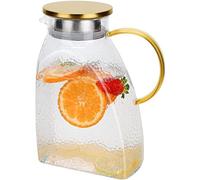Belle Vous Carafe Eau Verre Transparente - Pichet Eau avec Couvercle pour Porte de Frigo - 1,8 l - Pichet Verre pour Jus, Lait & Autres Boissons Chaudes & Froides
