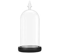 BELLE VOUS Cloche en Verre avec Socle Noir en Bois - 26,5 cm de Haut - Mini Cloche en Verre Transparent pour Lumières, Plantes, Décoration de Table