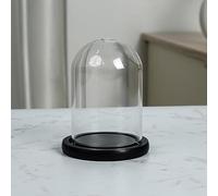 Belle Vous Cloche en Verre avec Socle Noir en Bois - 9,7 cm de Haut - Cloche en Verre Transparent avec Plateau pour Lampes LED, Centres de Table et Antiquités