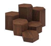 BELLE VOUS Cube en Bois de Forme Hexagonal (Lot de 6) - Presentoir Produit pour Étagères et Comptoirs - Socle en Bois à Plusieurs Niveaux pour Bijoux, Magasins, Figurines, Cupcakes et Desserts