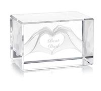 BELLE VOUS Cube en Cristal Gravé pour Le Meilleur Papa - Cadeau Anniversaire, Fête des Pères et Noël - Idée pour Homme