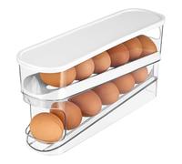Belle Vous Distributeur à Oeufs - Roulement Automatique a 2 Etages - Boite de Rangement Oeuf - Boîte peu Encombrante - Tiroir Organisateur Frigo et Cuisine - Support en Plastique