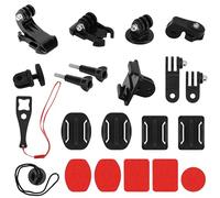 BELLE VOUS Ensemble Accessoire Camera Sport Universel - Kit 20 en 1 Compatible avec Toutes Les Caméra de Sport - Supports Adhésifs & Crochet en J pour Support Casque/Menton