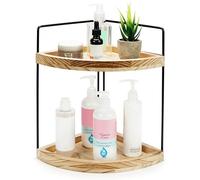 BELLE VOUS Etagere Angle Cuisine & Salle de Bain - Etagere a Poser sur Meuble de Cuisine ou Salle de Bain - Etagere Coin Angle pour Cosmétiques, Maquillage, Épices & Plus - Deux Étagères