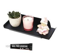 BELLE VOUS Étagère Murale Flottante en Fer Forgé Noire - 25 x 11 x 4 cm - Étagère de Rangement Murale pour Bureau, Cuisine & Salle de Bain, Idéale pour Exposer des Livres, des Photos ou des Plantes
