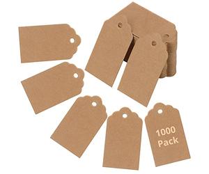 Belle Vous Etiquette Kraft Cadeaux Marron (Lot de 1000) - 4,5 x 2,5 cm - Étiquette Kraft Rectangulaire à Suspendre pour Cadeaux, Artisanat, Noël, Mariage, Anniversaires et Commerces
