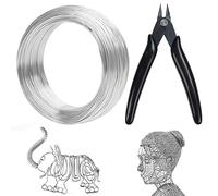 Belle Vous Fil Aluminium Pliable Calibre 18 pour la Sculpture avec Pince Bijoux - 100 m - Fil Aluminium 1mm Argent pour Perles, Bijoux, Artisanat, Bricolage et Décoration de Bonsaïs