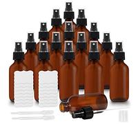 BELLE VOUS Flacon Spray Vide en Verre Ambré (Lot de 16) - Avec 2 Pipettes et Étiquettes Autocollantes- 60 ml - Kit Voyage Flacons à Brume Fine Remplissable - Contenant Voyage, Huiles et Aromathérapie