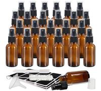 Belle Vous Flacon Spray Vide en Verre Ambré (Lot de 24) 30 ml - Avec Brosse de Nettoyage, Entonnoir, Étiquettes & Stylo - Kit Voyage Flacons Remplissable à Brume Fine pour Huiles et Aromathérapie