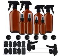Belle Vous Flacon Spray Vide en Verre Ambré (Lot de 8) - 57-455 ml - Kit Voyage Flacons à Brume Fine Remplissable avec Étiquettes et Bouchons- Contenant Voyage, Huiles, Cosmétiques et Aromathérapie