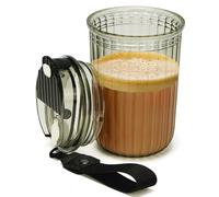 BELLE VOUS Gourde Cafe en Plastique Nervuré Noir Givré avec Couvercle - Tasse de Voyage 480 ml - Mug Voiture Réutilisable pour Café, Thé, Jus, Smoothies, Eau, Cocktails, Bière & Autres Boissons