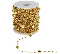 Belle Vous Guirlande de Perles de Noël Dorée - Ruban Perle de Noël Dorée de 20 m pour Décorations de Table et Sapin de Noël, Confection de Bijoux, Artisanat & Décors Festifs