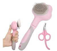 Belle Vous Kit de Toilettage Rose - Brosse Autonettoyante et Coupe-griffes pour Chats et Chiens - Adapté aux poils longs comme aux poils courts - Enlève le Sous-poil et les Nœuds