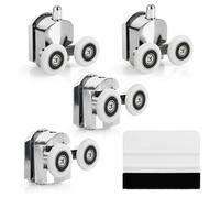 Belle Vous Lot 4 Roulette Porte Coulissante Douche - Porte de Douche en Alliage de Zinc Diamètre 23mm - Cabine de Douche Salle de bain avec Fixations et Raclette