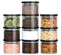 Belle Vous Lot de 10 Bocaux de Conservation en Verre - Bocal 160ml avec Couvercle Hermétique - Pot Hermetique pour le Rangement de la Cuisine - Epices - Sucre - Café - Pates - Riz