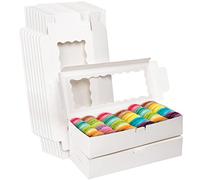 Belle Vous Lot de 10 Boite Papier Kraft Blanche avec Fenêtre - Boite Gateau 14 x 32 x 6,5 cm - Boite Pâtisserie pour Cookies, Cupcakes, Pâtisserie et Tarte & Cadeaux