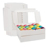 Belle Vous (Lot de 10) Boite Papier Kraft Blanche avec Fenêtre - Boite Gateau de 20,2 x 30,5 x 7 cm - Boite Pâtisserie pour Cookies, Cupcakes, Pâtisserie et Tarte & Cadeaux
