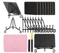 Belle Vous Lot de 10 Minis Tableaux Noirs avec Chevalets - Chevalet Porte Nom de Table en Ardoise - Double Face pour Menus, Num de Table, Messages, Décoration de Fête, Mariage & Anniversaire