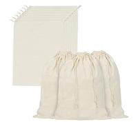 Belle Vous (Lot de 10) Sac Cordon Coton Mousseline avec Poignées Coulissantes - Pochon Tissu de l40 x H50 cm - Sac Legumes Reutilisable en Toile Végétale, Biodégradable & Écologique