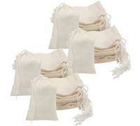 Belle Vous (Lot de 100) Petit Sac Cordon Coton Mousseline - 10 x 15 cm - Sac Legumes Reutilisable en Toile Végétale, Biodégradable et Écologique - Pochon Tissu pour Mariages, Fêtes et Artisanat