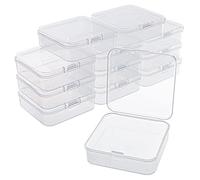 BELLE VOUS Lot de 12 Bac de Rangement Plastique Transparent avec Couvercles à Charnières - W6,3 x L6,3 x H1,6 cm - Mini Boite Plastique Rangement pour Pilules, Perles, Bijoux & Artisanat