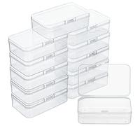 Belle Vous (Lot de 12) Boite Rangement Plastique Transparente avec Couvercle Rabattable - L8,5 x l5,5 x H2,5 cm - Mini Boite Plastique Empilable pour Pilules, Perles, Bijoux & Matériel Créatif