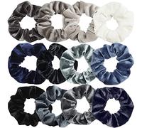 Belle Vous Lot de 12 Chouchou Velours - Élastique Coloré pour Femme avec Cheveux Droits, Bouclés, Crépus, Longs, Courts, Épais et Fins - Crunchies Colorés