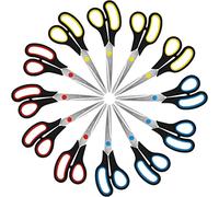 Belle Vous Lot de 12 ciseaux polyvalents - Longueur totale 21 cm - Lames aiguisées en acier inoxydable avec poignée douce et confortable - Ciseaux de bureau, maison et artisan