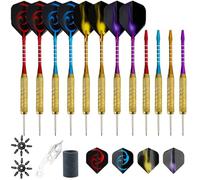 BELLE VOUS (Lot de 12 Flechettes Professionnelles Pointes Acier - Flechette Pointe Acier de 18 g avec Flèches en Aluminium Colorées, Volets & Protections - Fléchettes avec Aiguiseur - 4 Couleurs