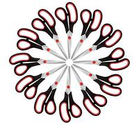 Belle Vous Lot de 12 paires de ciseaux ménagers - Longueur totale : 21 cm - Ciseaux ménagers tranchants en acier inoxydable - Poignées confortables et douces - Ciseaux de bricolage à l'école, au