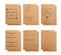 Belle Vous Lot de 12 Petit Cahier Note A6 Journal avec Couverture Marron Papier Kraft - Carnet de Note 10,5 x 14,8 cm - 6 Modèles Différents - Carnet de Note 80 Pages - Cahier Journal pour Voyage