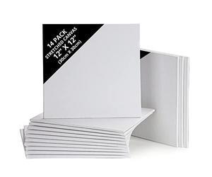 Belle Vous Lot de 14 Toile a Peindre - 30 x 30 cm - Toile Vierge Pré-Étirée - Idéales pour la Peinture à l’Huile, Acrylique et pour le Dessin et le Croquis