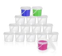 Belle Vous Lot de 15 Boîtes Slime de Rangement - Boîte Plastique Transparente de 250 ML avec Couvercle sans BPA, Étanche et Poignées - Pour Slime, Boules de Mousse, Bricolage et Jouets